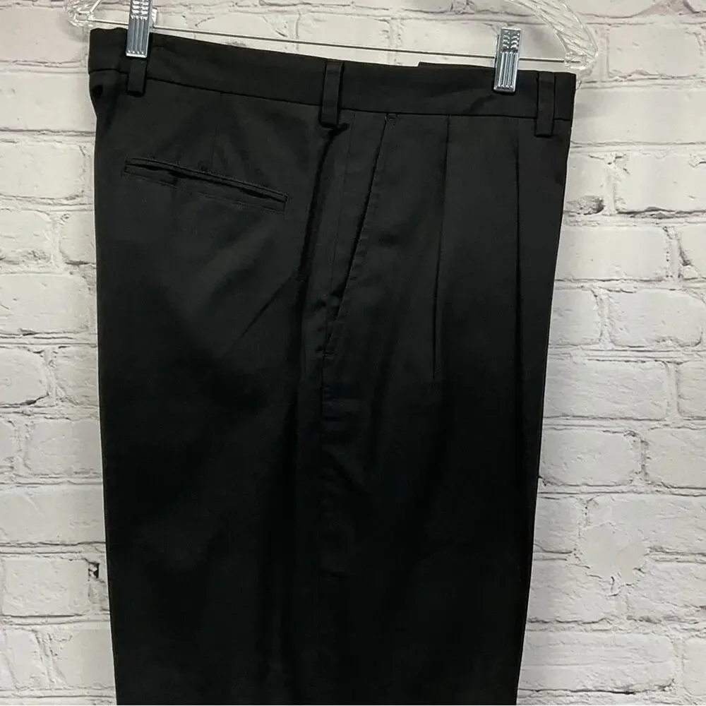 John W. Nordstrom Pants Men's Size 35x30 Black Pleated Business Casual Cuff Hem